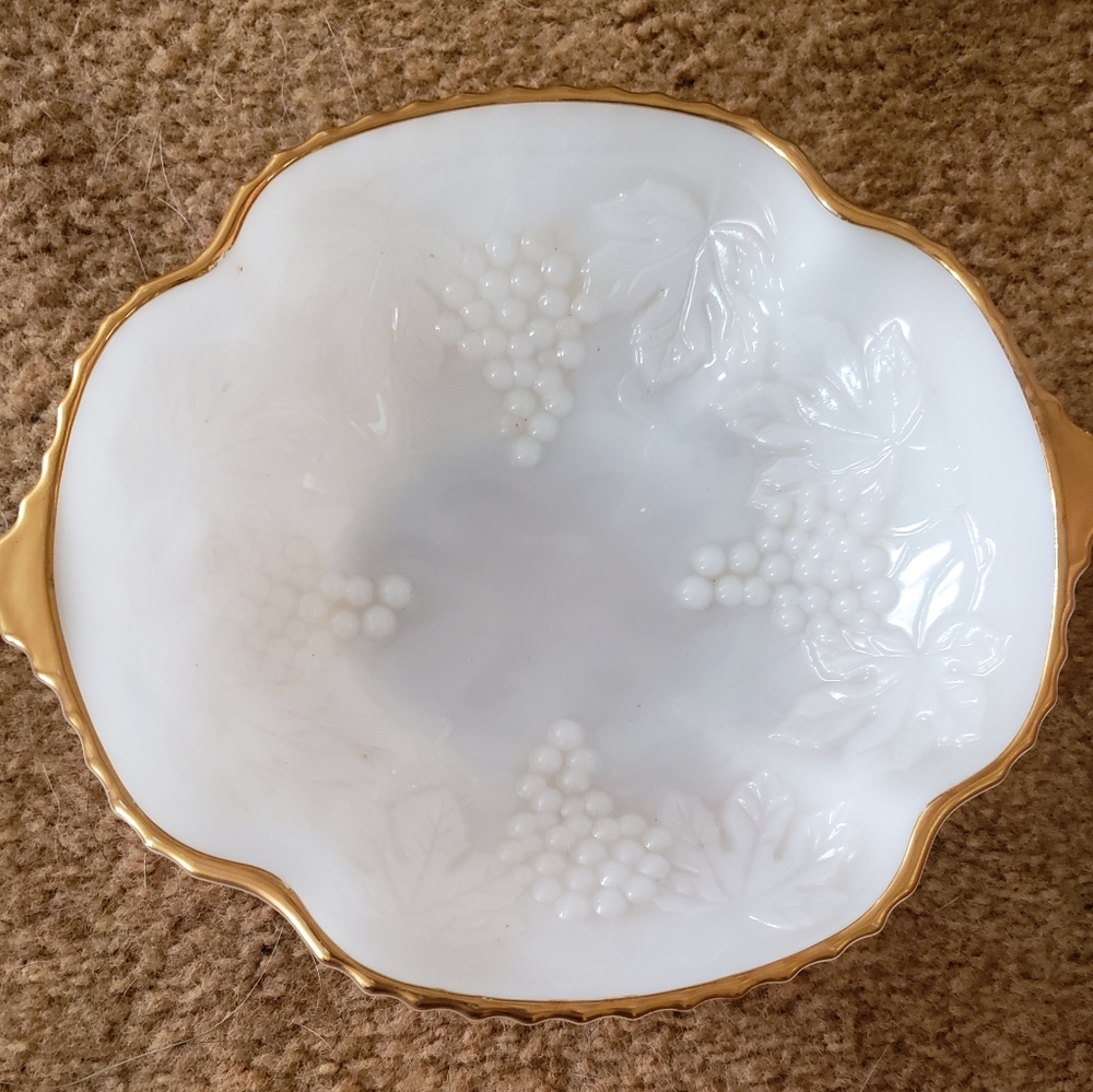Vintage Fire King Anchor Hocking 24kt gold trim ovenware dishes. Made in USA